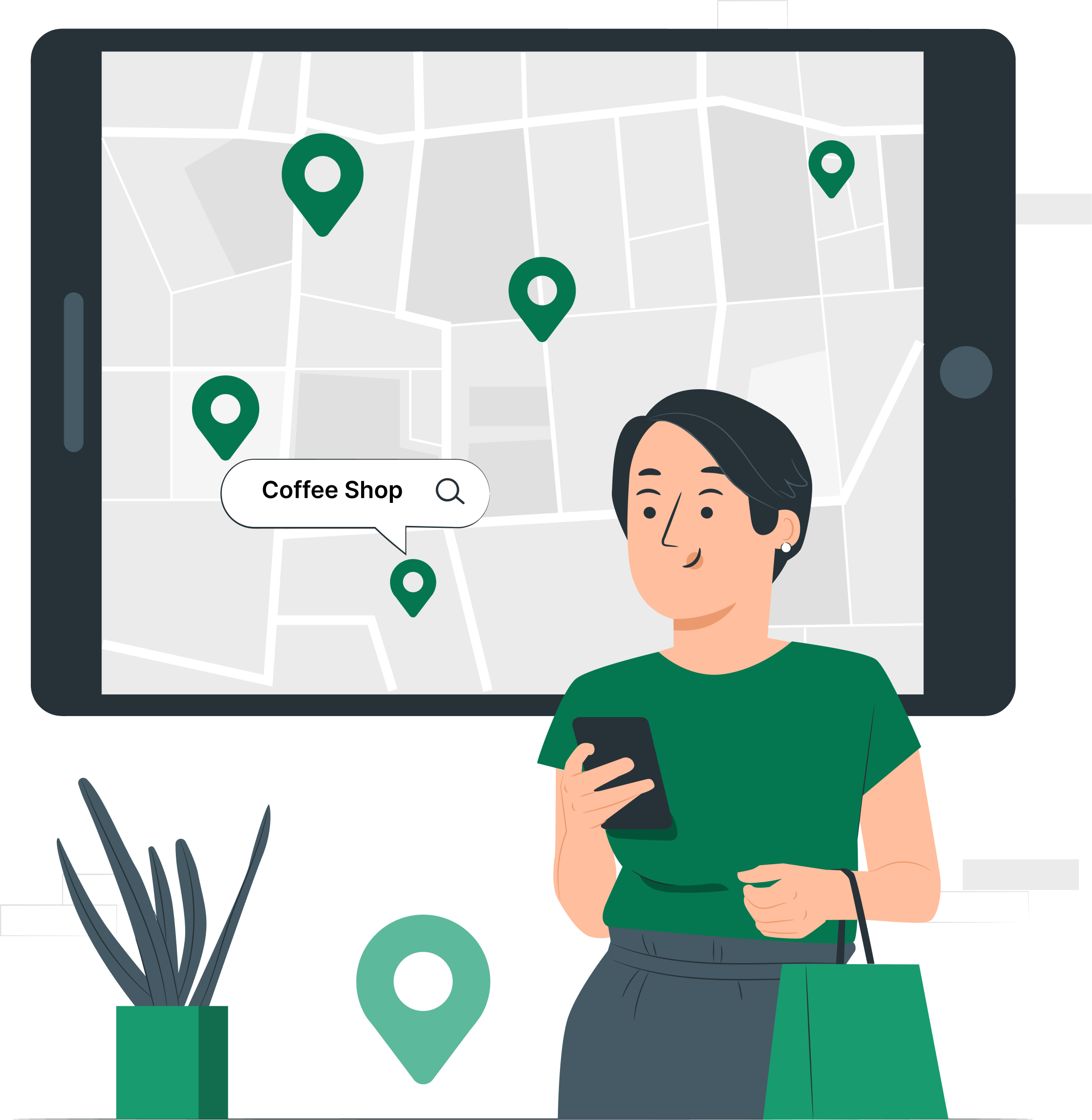map with food icons illustration